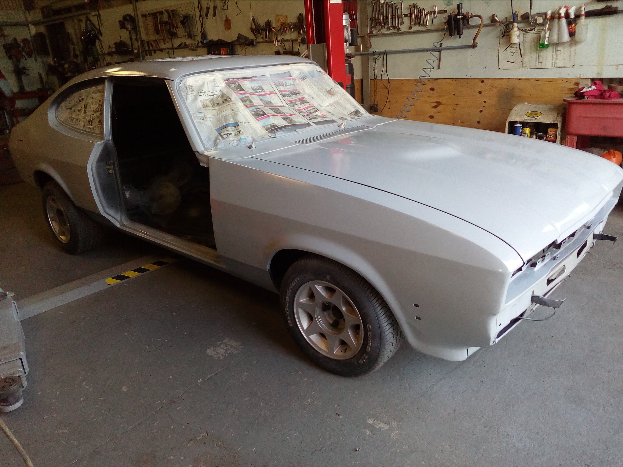 Ford Capri restoration in primer